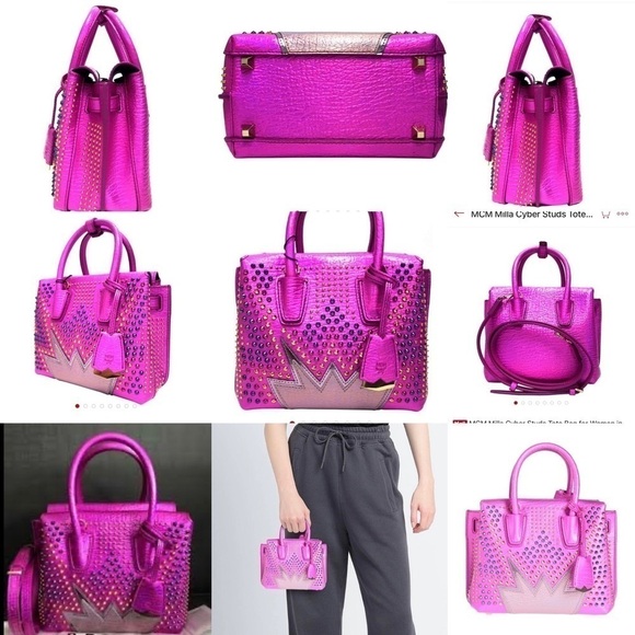 MCM Milla Cyber Studs Tote Bag for Women in Pink exclusive edition - Picture 3 of 11